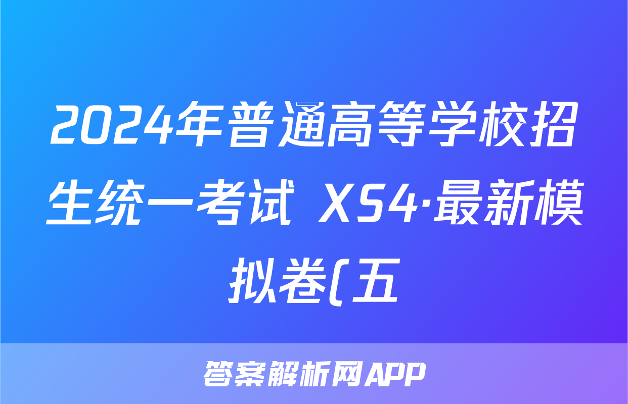 2024年普通高等学校招生统一考试 XS4·最新模拟卷(五)5地理试题
